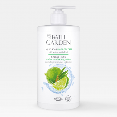 Bath Garden Мыло жидкое с антибактериальным эффектом Лайм и Чайное дерево 750 мл с дозатором — Makeup market