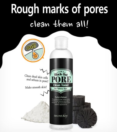 Secret Key Black Out Тонер с древесным углем для очищения и сужения пор Black Out Pore Clean Toner 2 — Makeup market