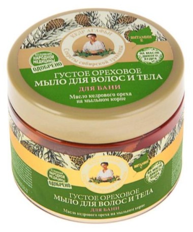 Рецепты Б.Агафьи Мыло для волос и тела для бани ореховое 300 мл. — Makeup market