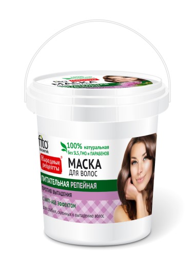 Фитокосметик Народные рецепты Маска для волос Питательная Репейная 155 мл — Makeup market