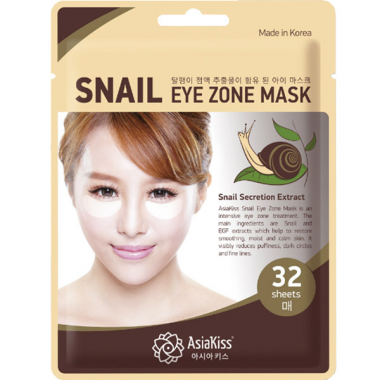 AsiaKiss Патчи для области под глазами с муцином улитки Snail eye zone mask 32 шт — Makeup market