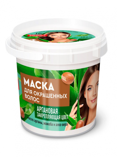 Фитокосметик Народные Рецепты Organic Маска для окрашенных волос аргановая Закрепляющая цвет банка 155 мл — Makeup market