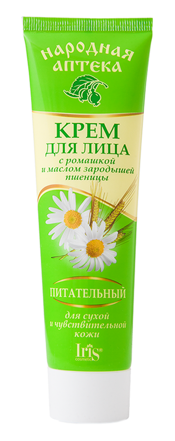 Iris Народная аптека Крем для лица Ромашка зародыши пшеницы для сухой кожи 100 мл — Makeup market