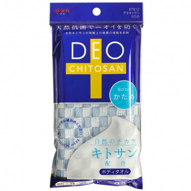 Aisen Deo Chitosan Мочалка для тела с хитозаном жесткая голубая 28 х 100 см мягкая упаковка — Makeup market
