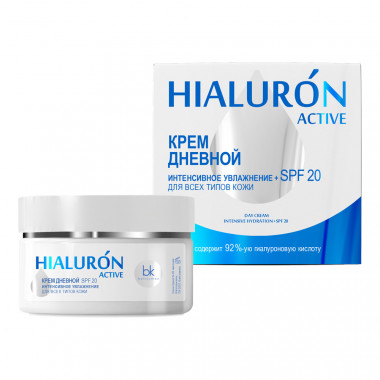 Belkosmex HIALURON Active КРЕМ дневной интенсивное увлажнение + SPF 20 для всех типов кожи 48 г — Makeup market